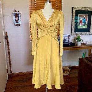 NWOT GORGEOUS mustard yellow satin midi dress